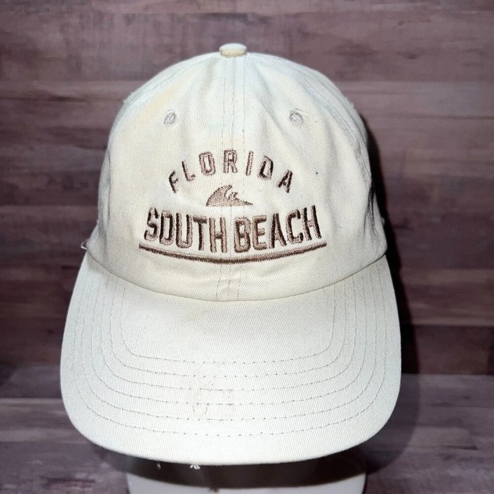 Florida South Beach Embroidered Beige Baseball Cap By DMR  Unisex Casual Style